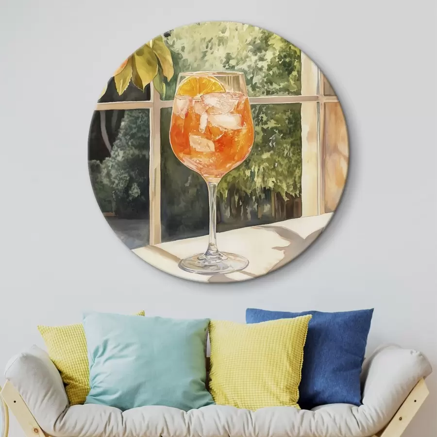 Wandbilder Leckerer Cocktail mit Orangen, rustikaler Stil, Aquarell, Natur r43060