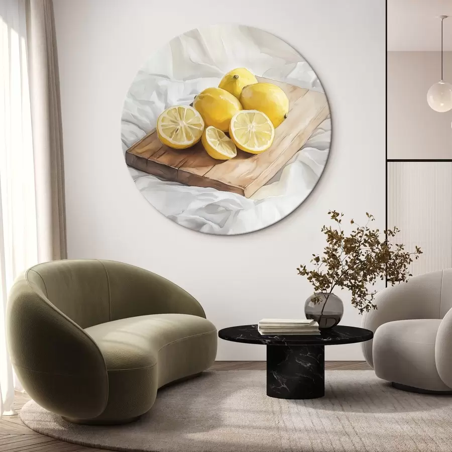 Wandbilder Ästhetische Zitronen auf dem Holzbrett, Heimdekoration, natürliche Beleuchtung r43062