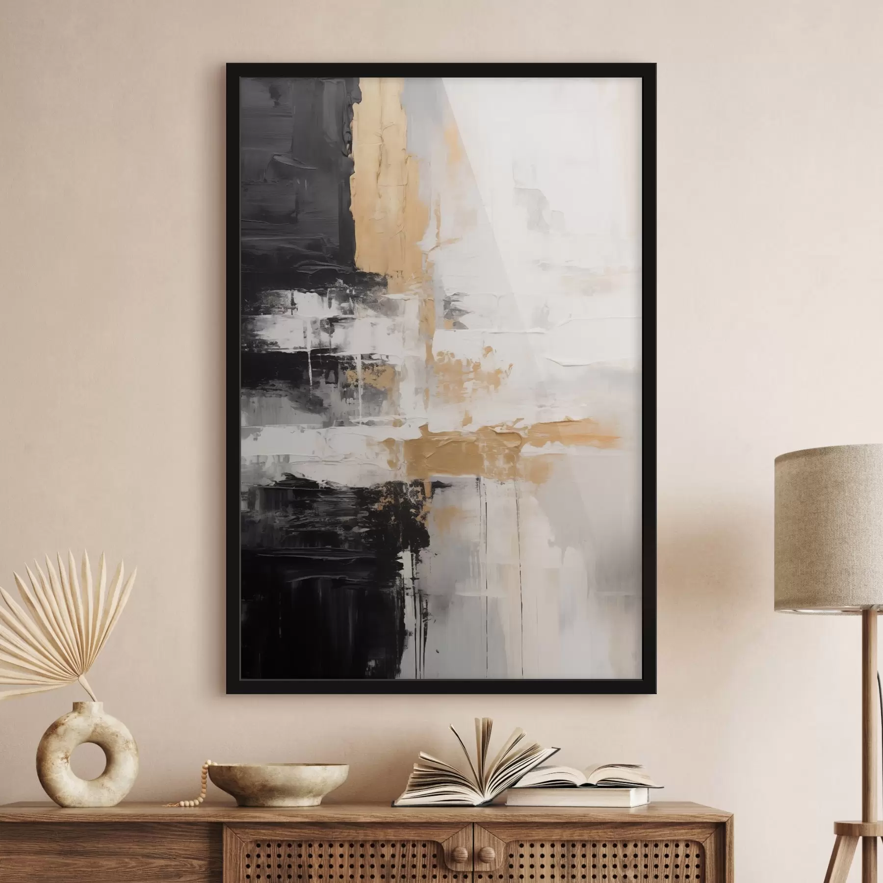 Fototapete Abstrakte Komposition in schwarz, weiß f43138