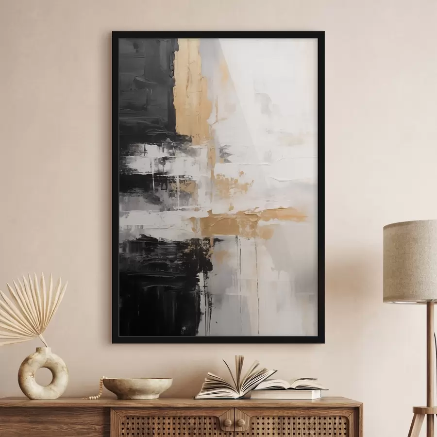 Fototapete Abstrakte Komposition in schwarz, weiß f43138