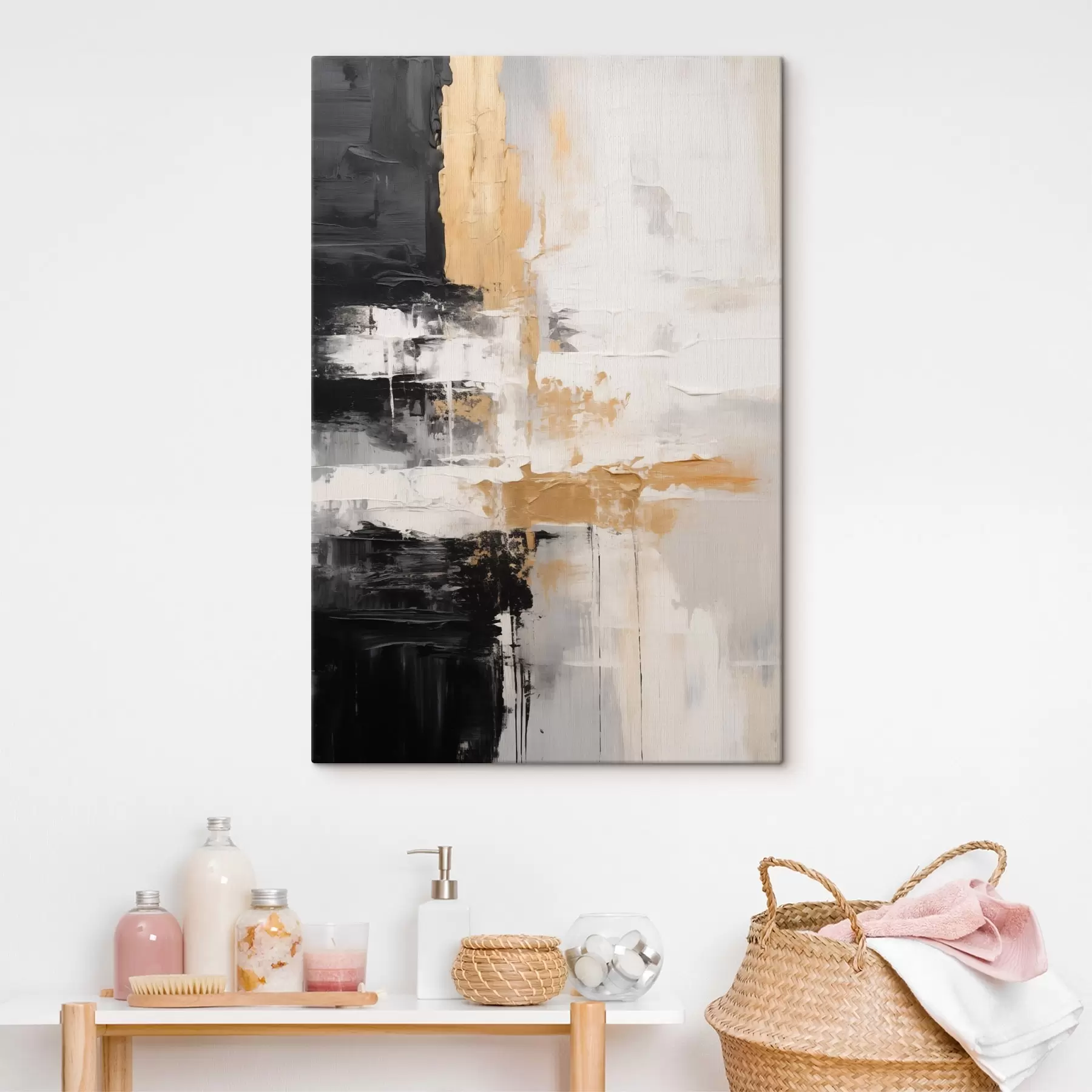 Wandbilder Abstrakte Komposition in schwarz, weiß s43138