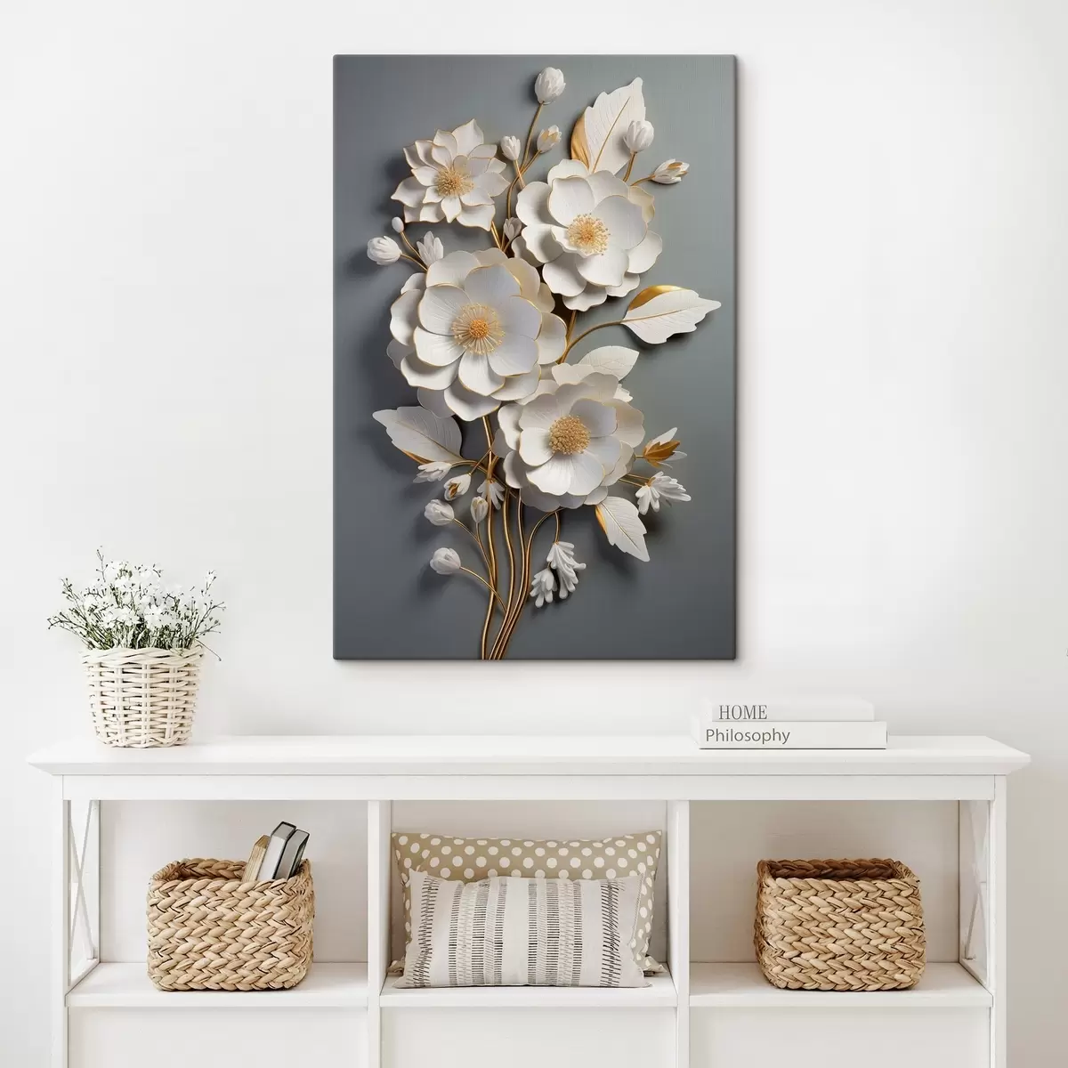 Wandbilder Volumetrische Blumen auf grauem Hintergrund s43128