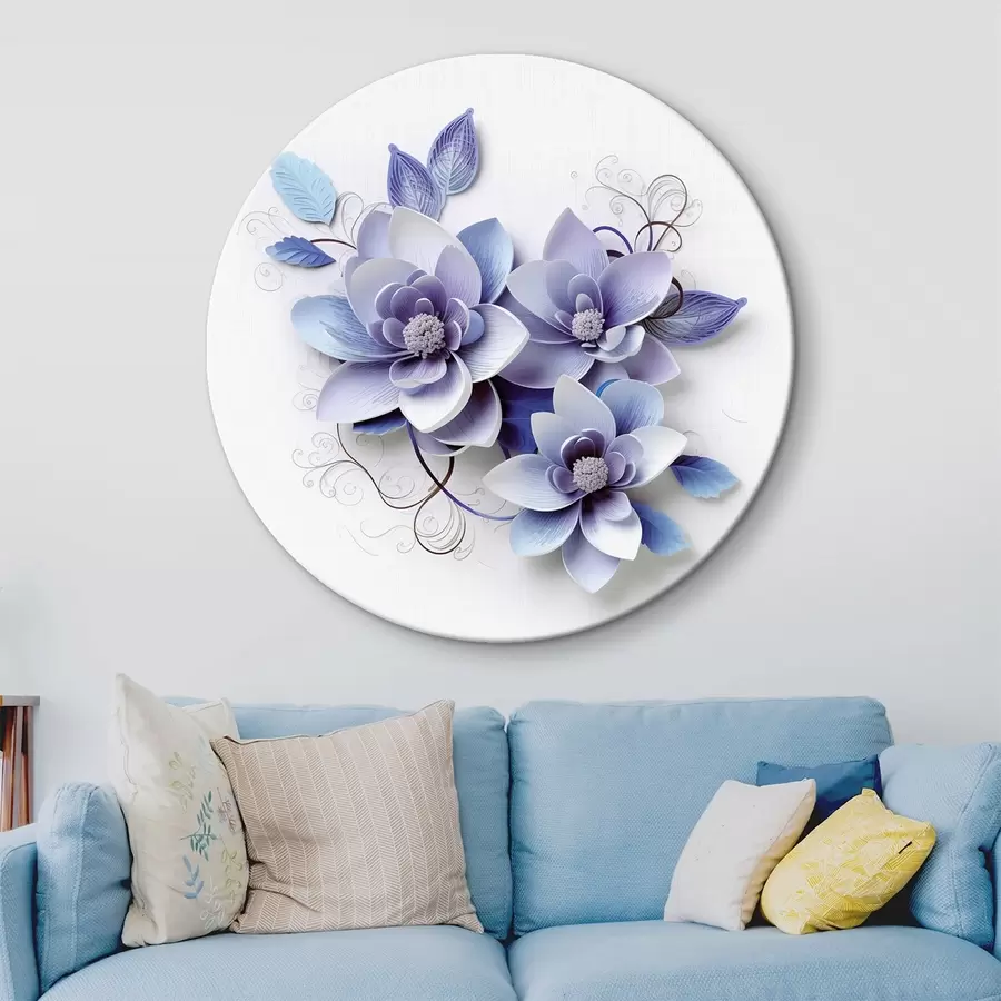 Wandbilder Blaue abstrakte Blumen r43124