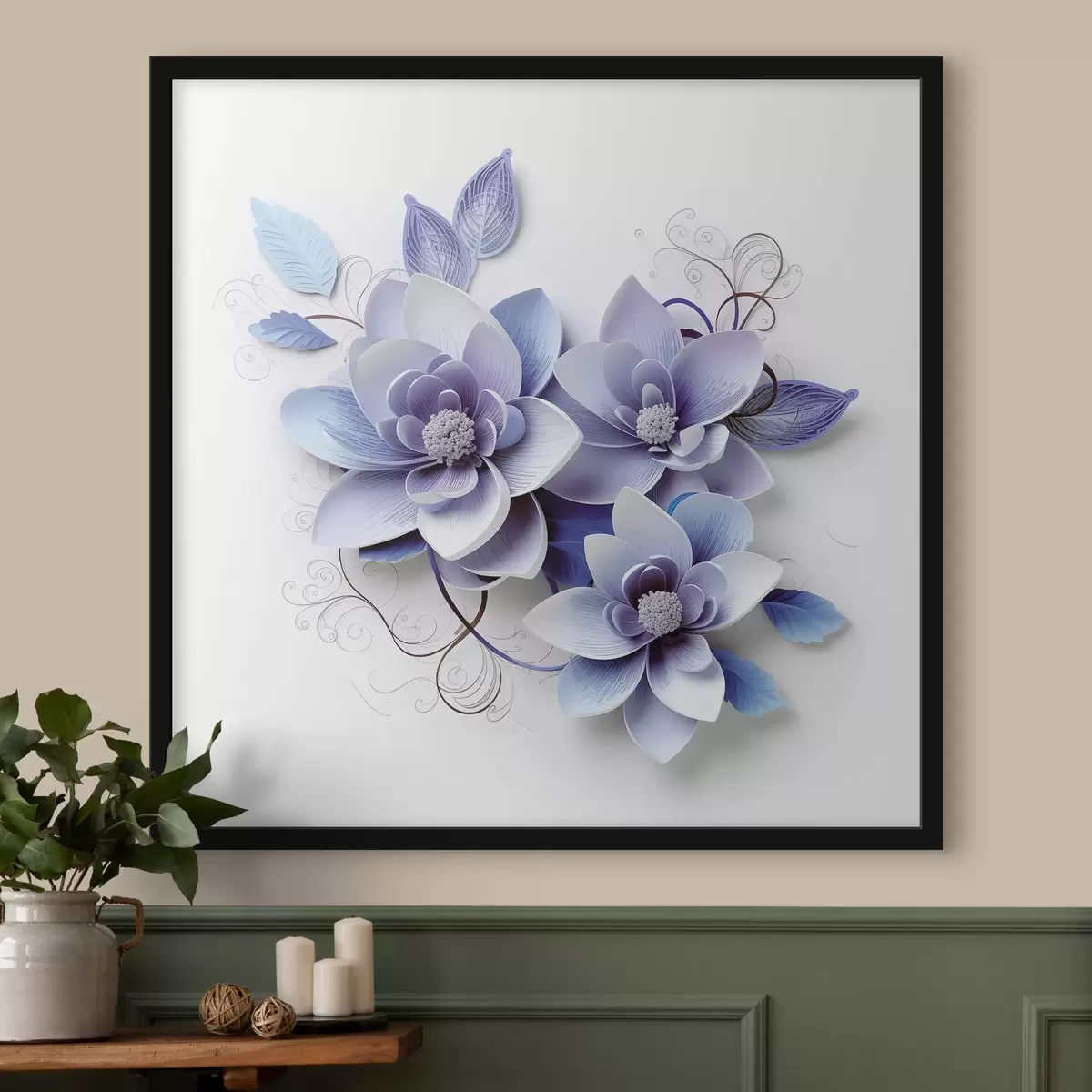 Poster Blaue abstrakte Blumen f43124