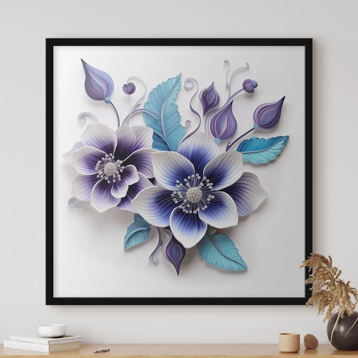 Poster Zarte blaue Blumen f43125