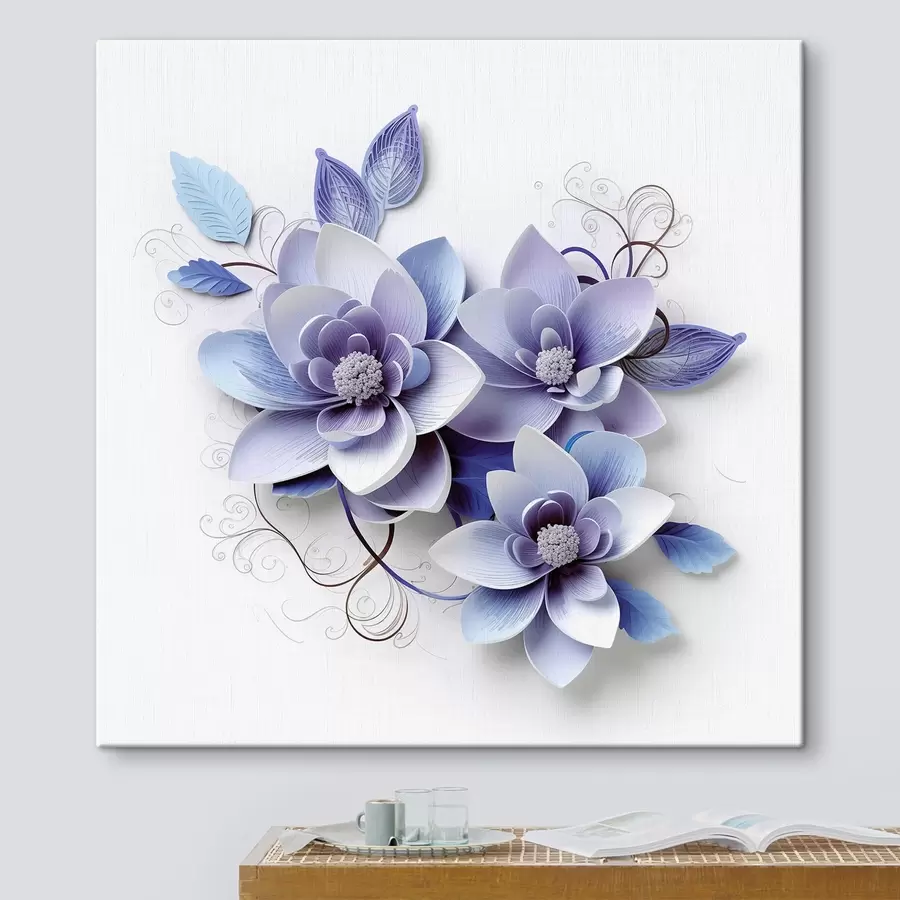 Wandbilder Blaue abstrakte Blumen s43124