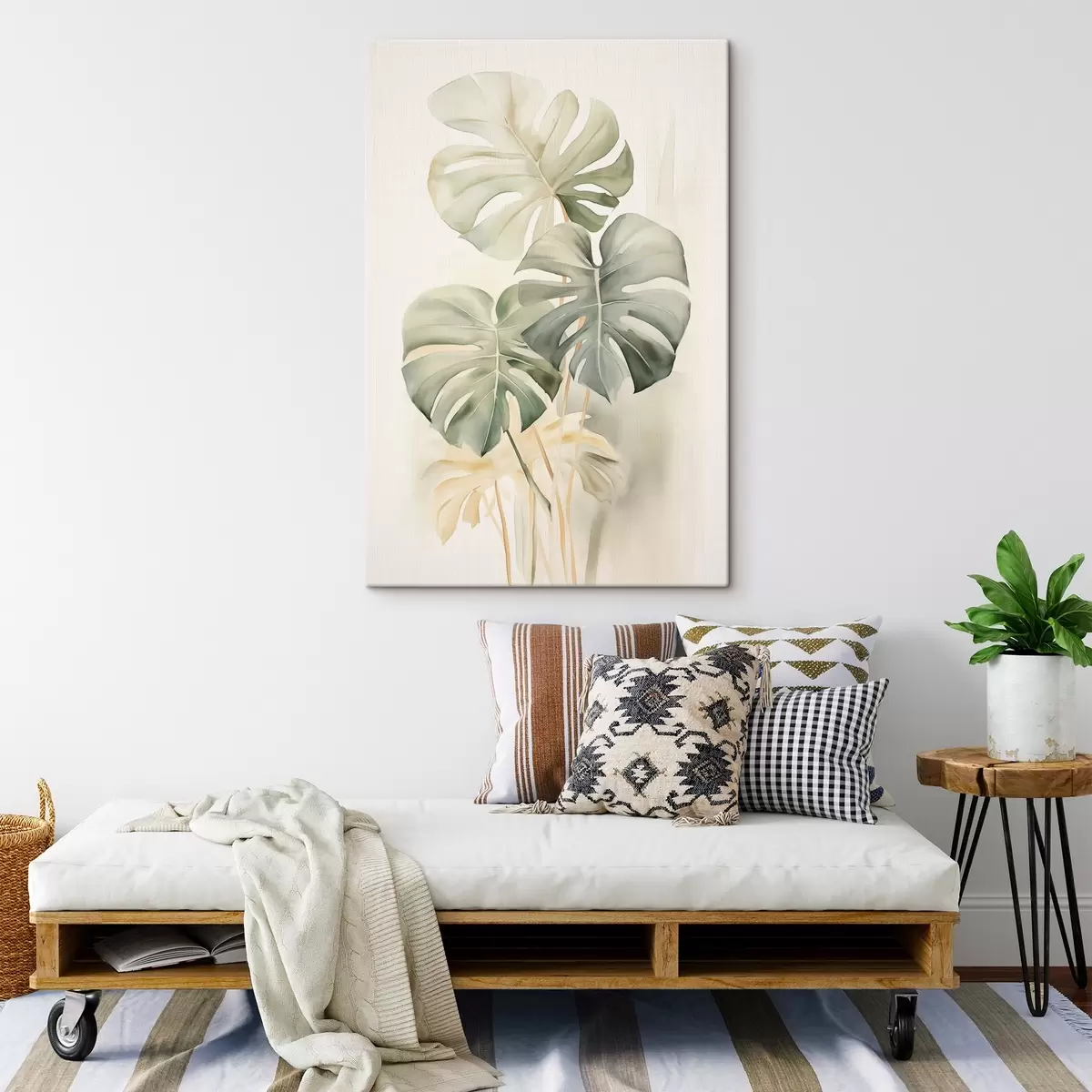 Wandbilder Monstera-Blätter in Aquarelltechnik s43210