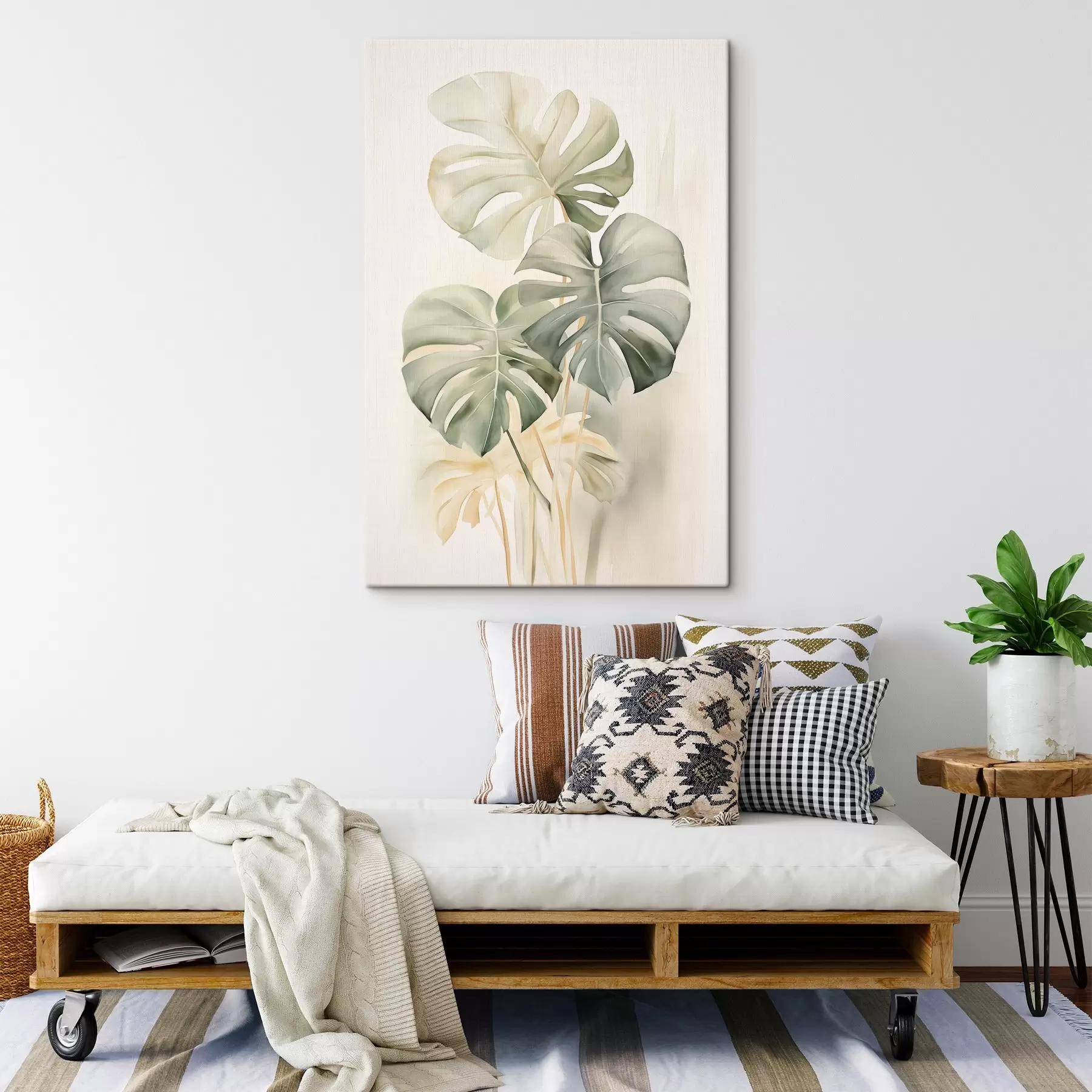 Wandbilder Monstera-Blätter in Aquarelltechnik s43210