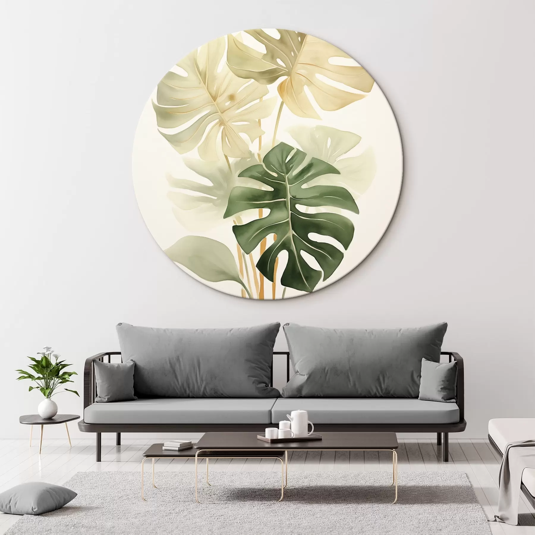 Wandbilder Monstera-Blätter, Imitation eines Aquarells r43209