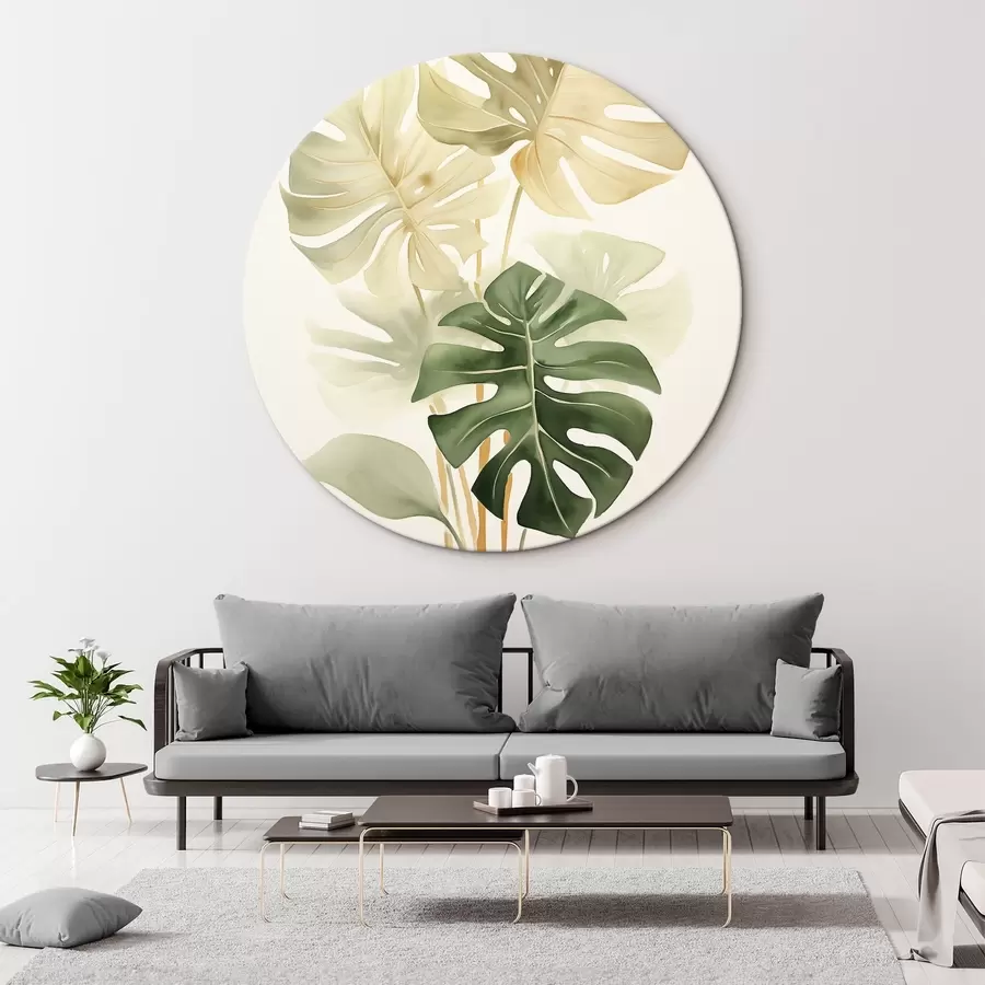 Wandbilder Monstera-Blätter, Imitation eines Aquarells r43209