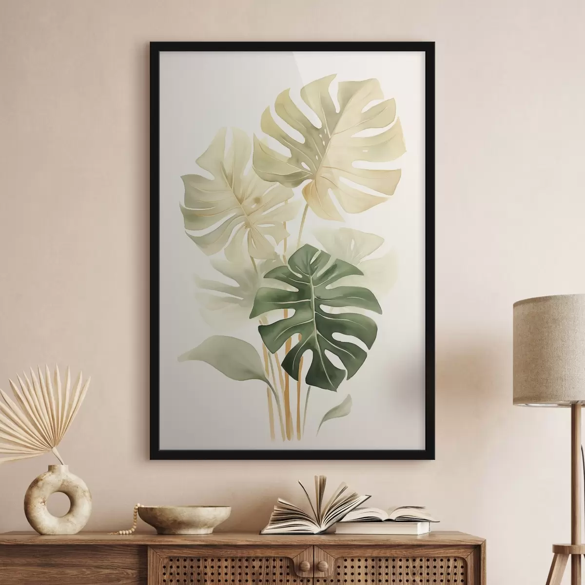 Poster Monstera-Blätter, Imitation eines Aquarells f43209