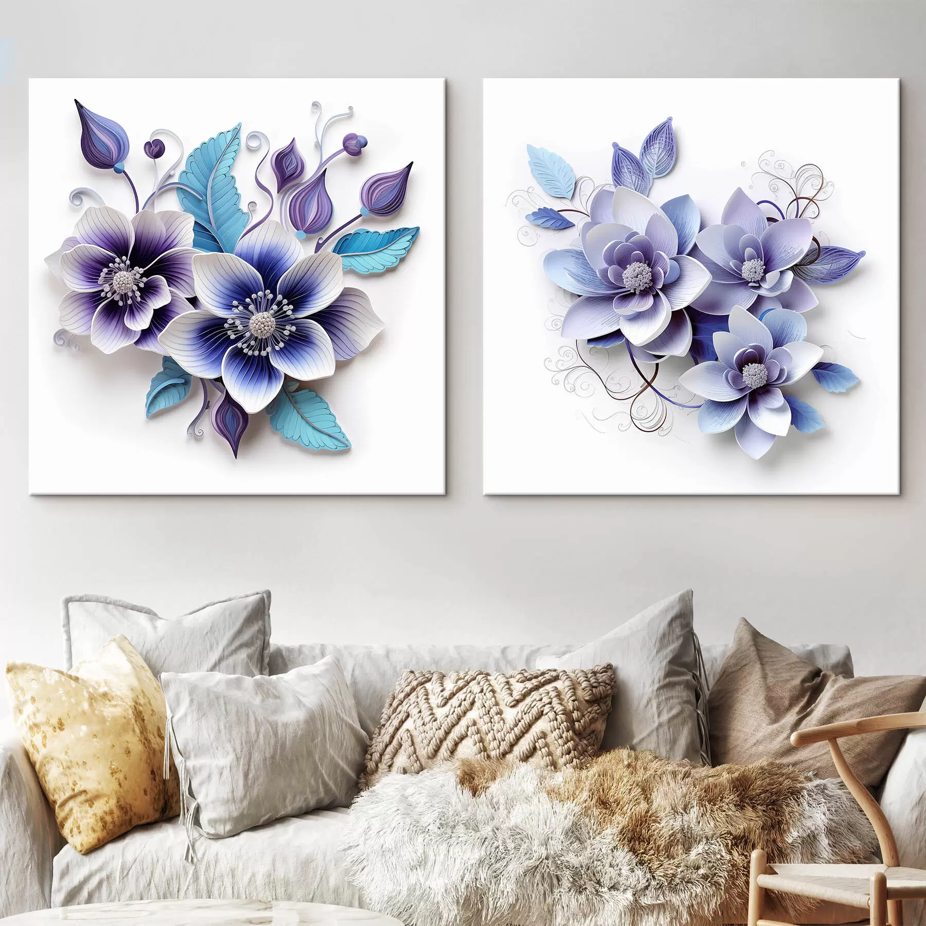 Wandbilder Abstrakte blaue Blumen m00426