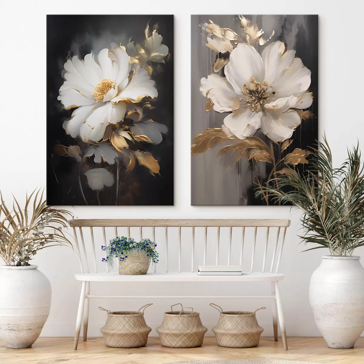 Wandbilder Schöne Blumen auf dunklem Hintergrund m00428