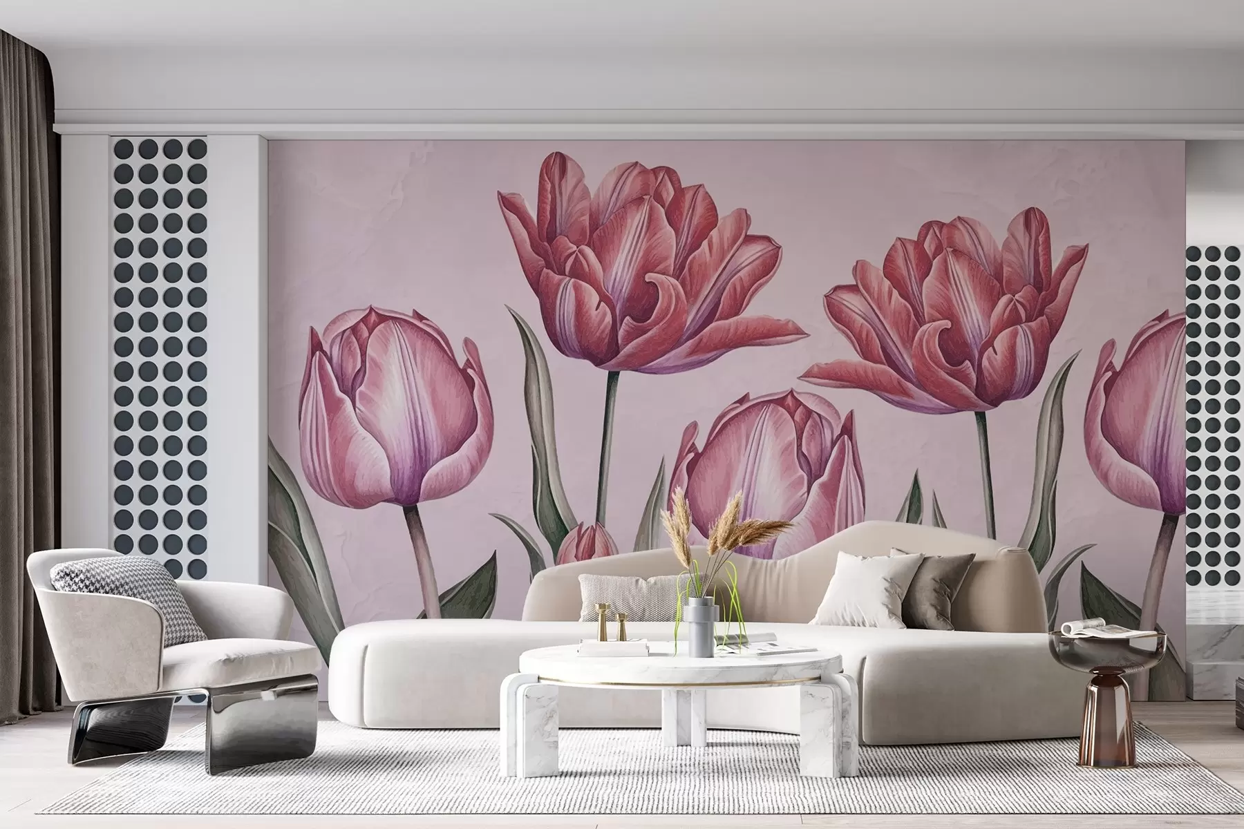 Fototapete Große rosa Tulpen w03329