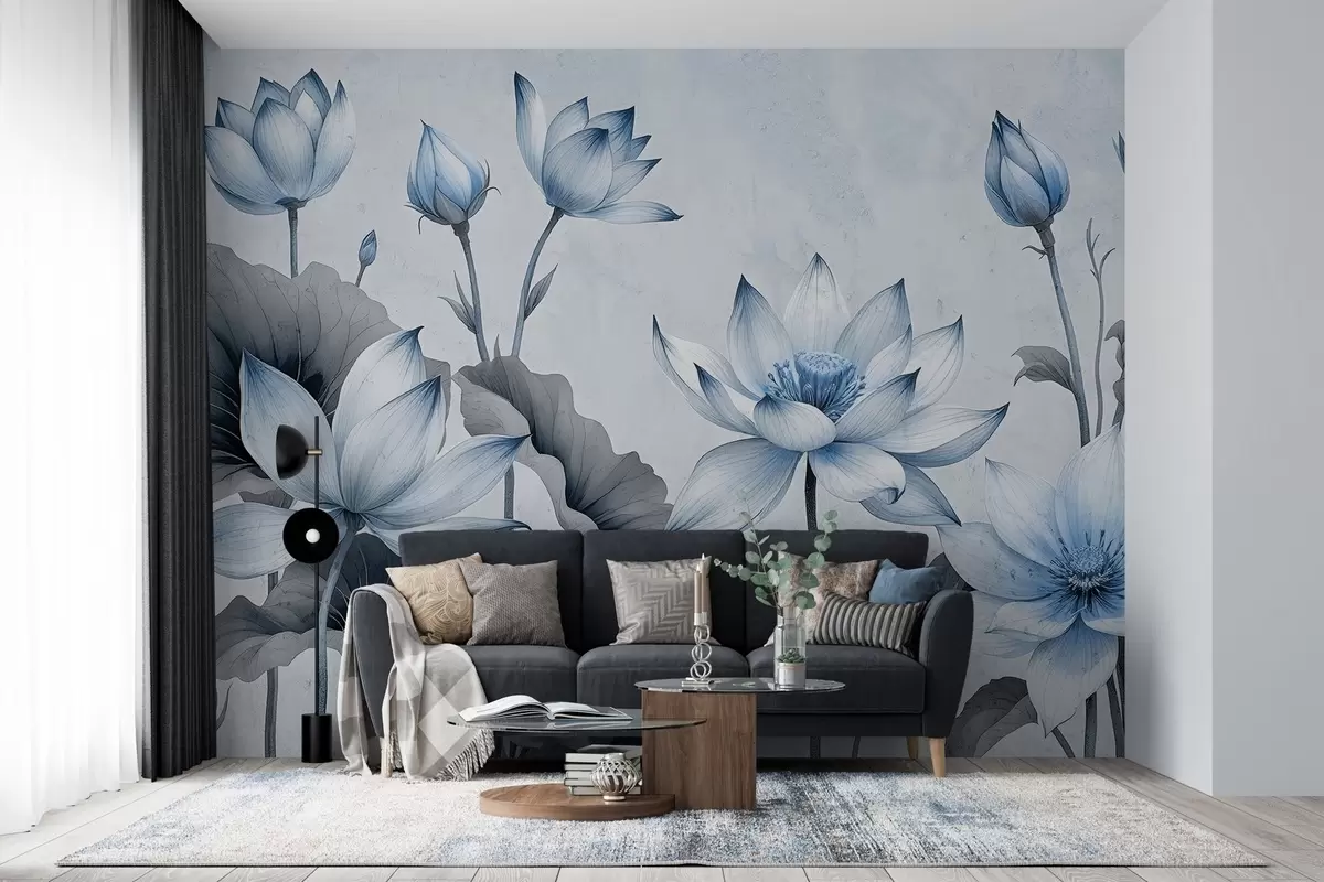 Fototapete Gemalte Lotosblumen w03332v1