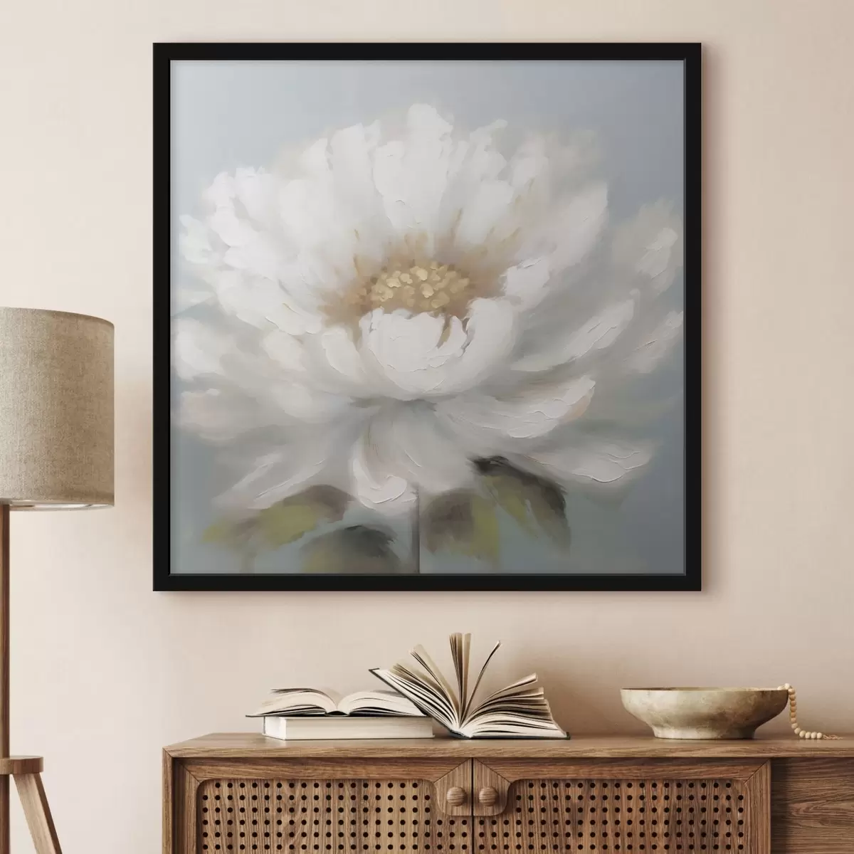 Poster weiße Blume f43070