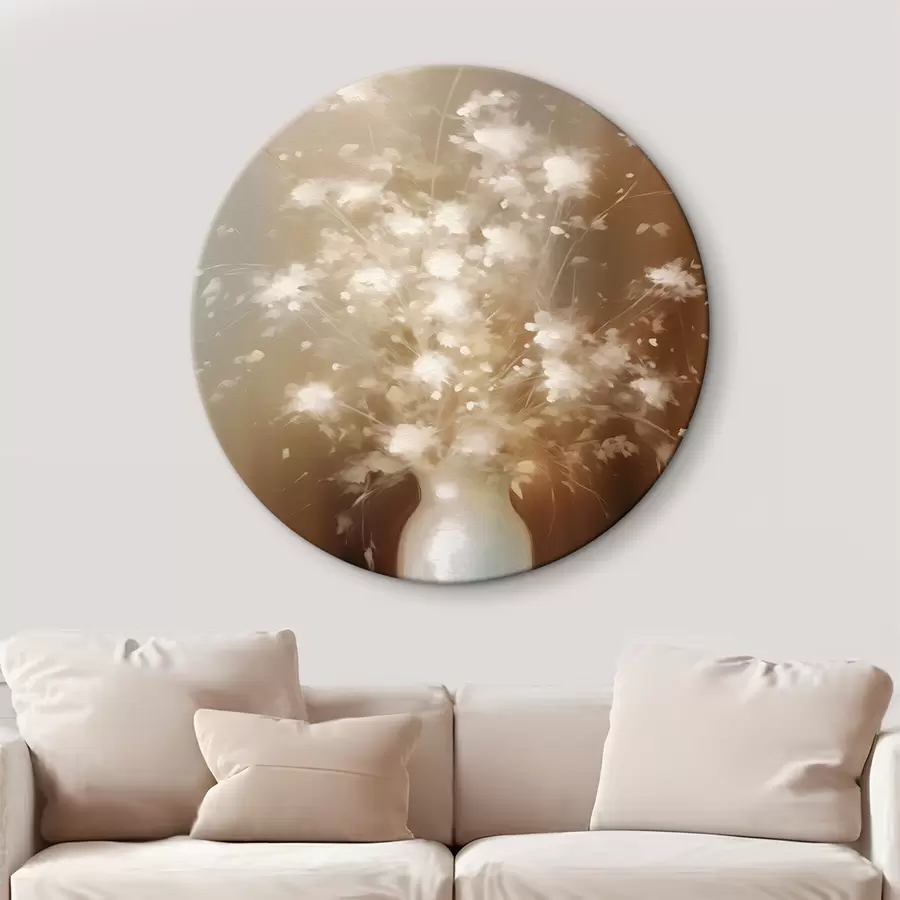 Wandbilder Vase mit weißen Blumen Pflanzen r43039