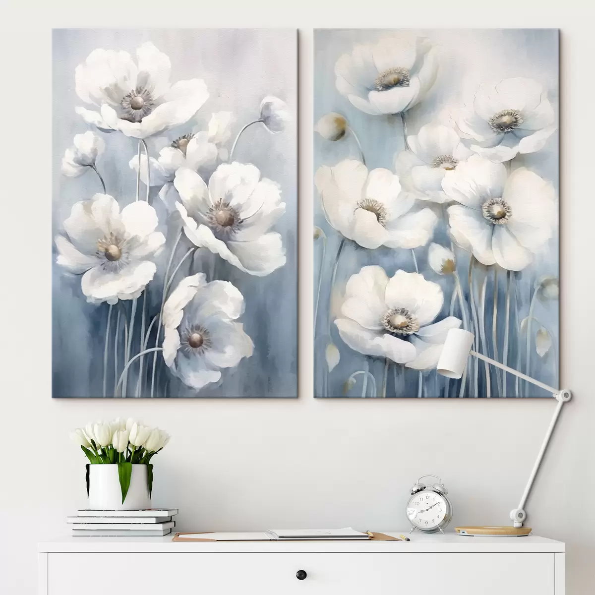 Wandbilder Weiße Vintage-Blumen m00430