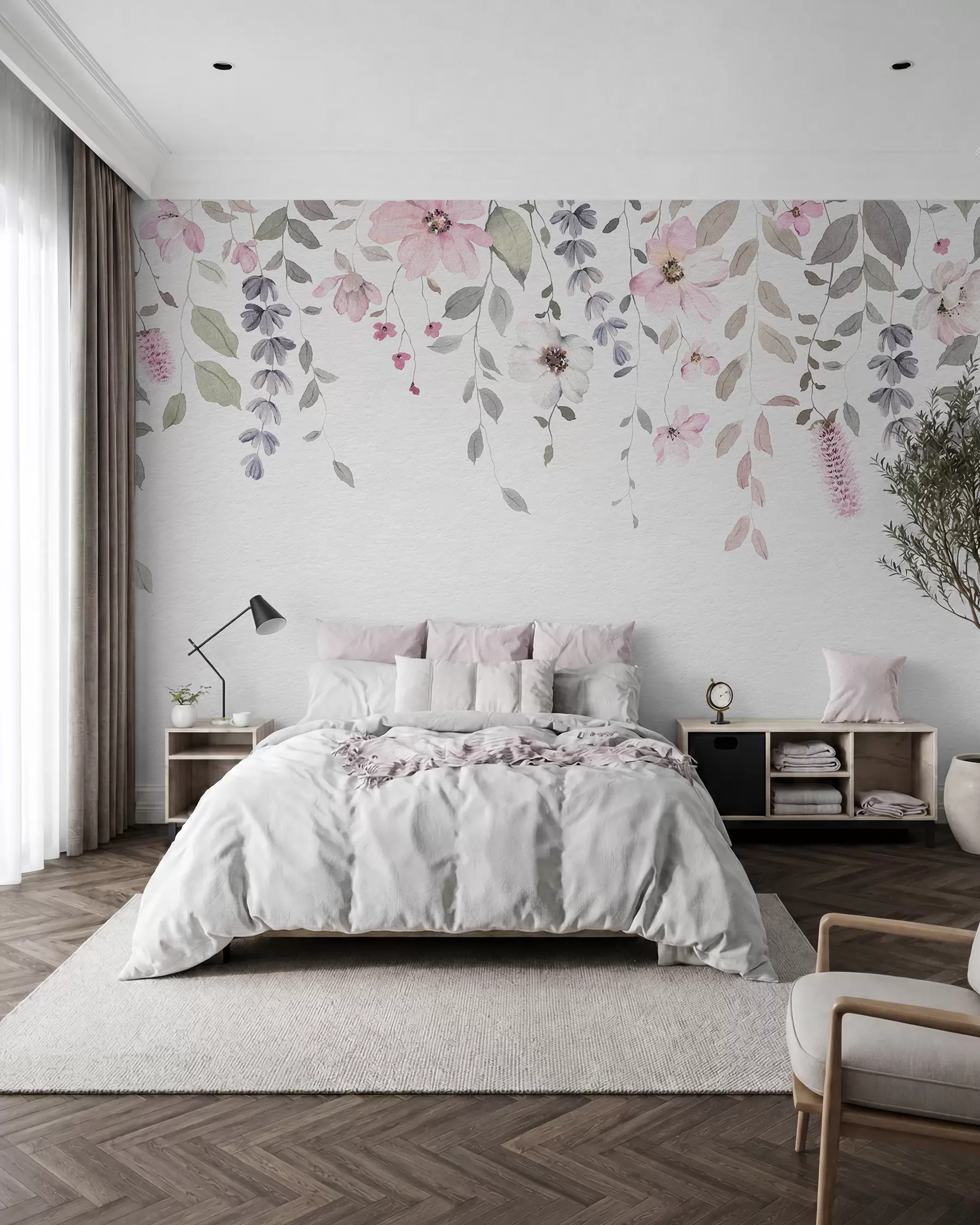 Fototapete Hängende Blüten in Rosa w03315