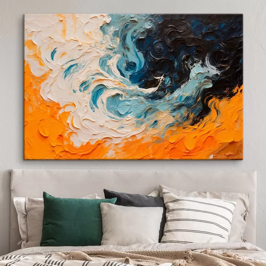 Wandbilder Abstraktes tobendes Meer im Stil der Ölmalerei s43095