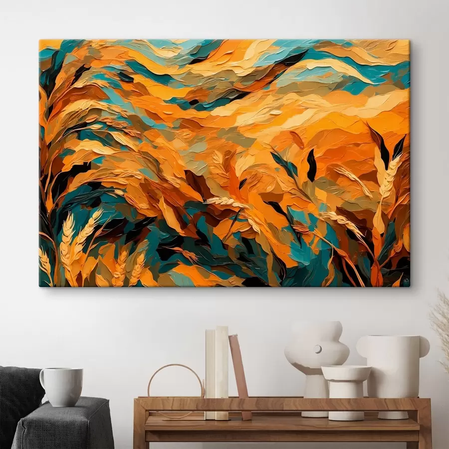 Wandbilder Abstraktes Weizenfeld im Stil der Ölmalerei s43096