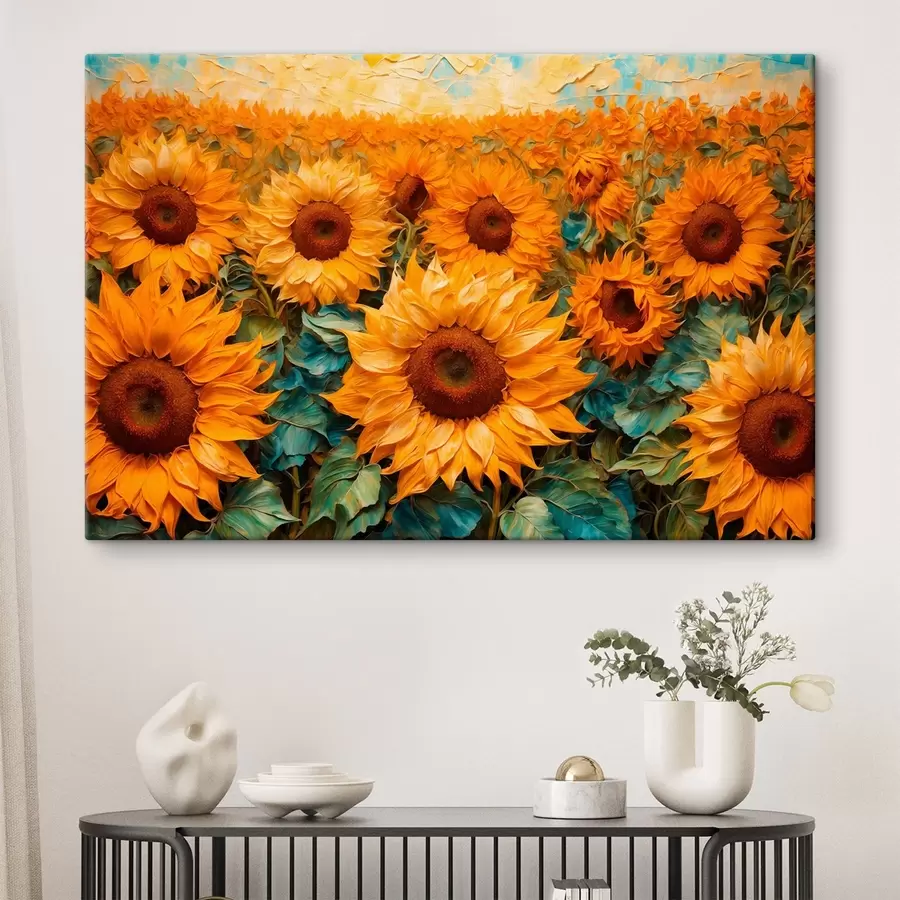 Wandbilder Feld von Sonnenblumen in Acrylmalerei Stil s43104