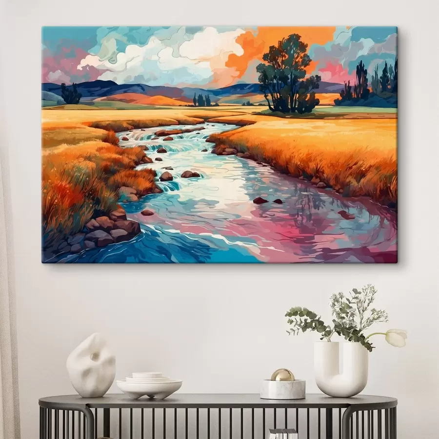 Wandbilder Strom auf dem Feld im Stil der Aquarellmalerei s43110