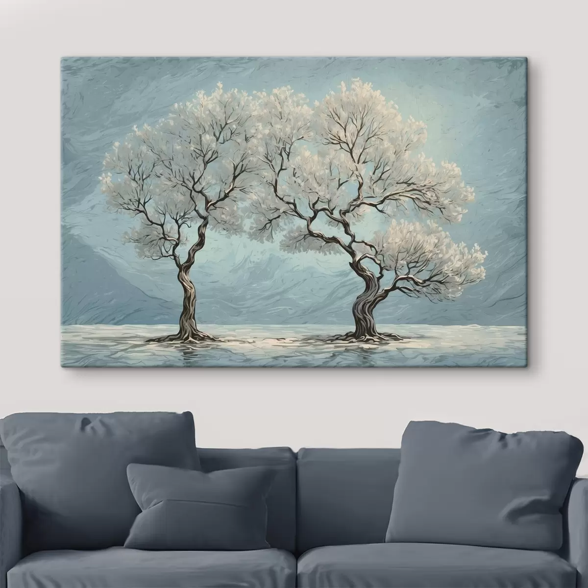 Wandbilder Weiße Bäume in Acrylmalerei Stil s43112