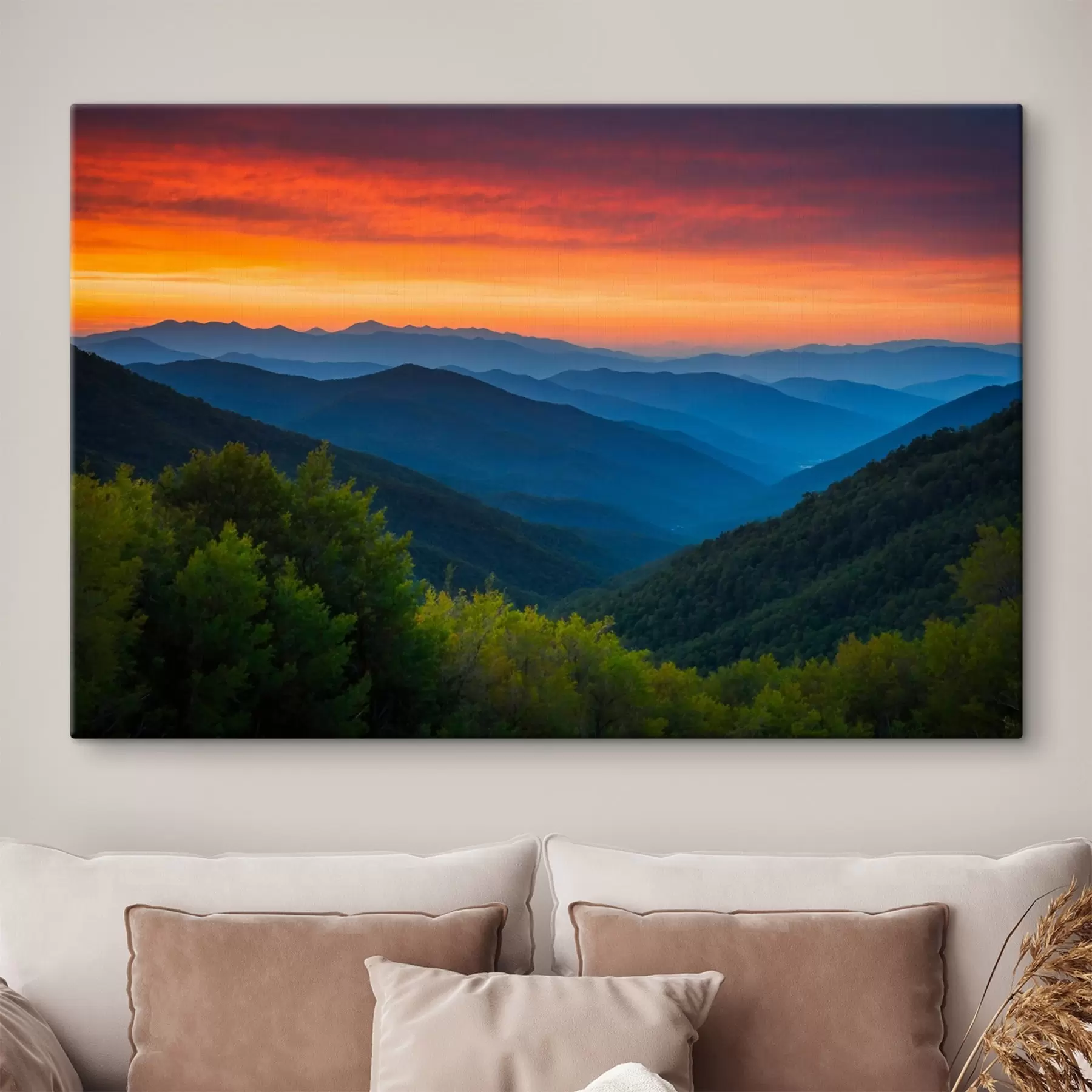 Fototapete Blick von den Bergen in der Morgendämmerung s43119