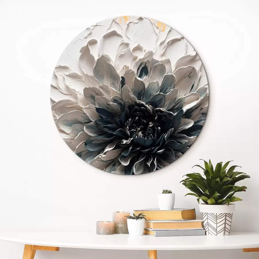 Wandbilder Weiße Blume mit schwarzer Mitte im Stil der Ölmalerei r43113