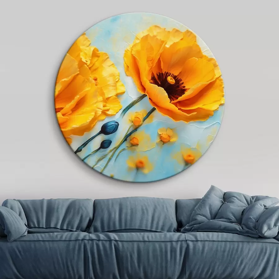 Wandbilder Gelbe Mohnblumen auf unscharfem Hintergrund r43118