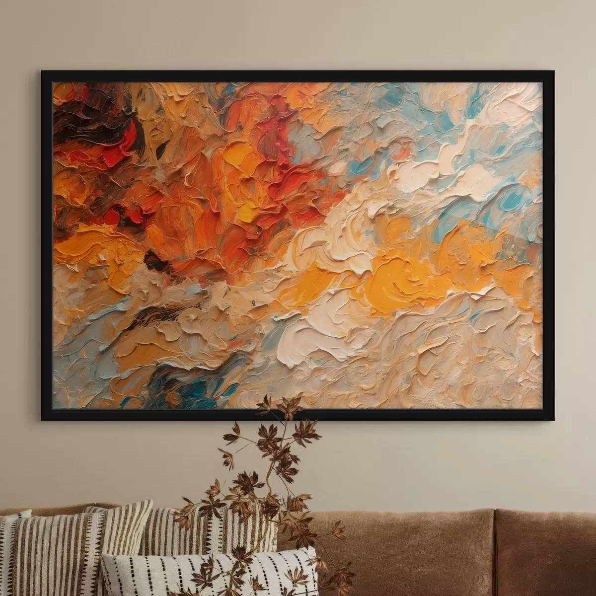 Poster Rot und weiß abstrakten Stil Ölgemälde f43092