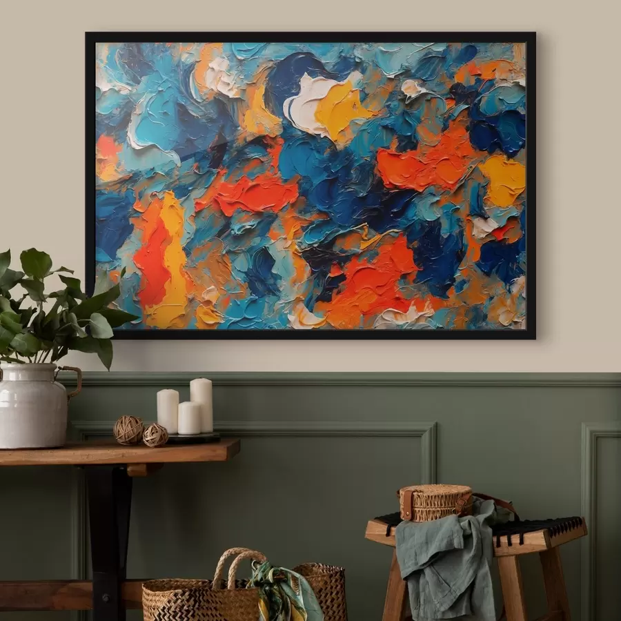 Fototapete Abstraktes Gemälde im Stil der Ölmalerei mit weißen, blauen und roten Farben f43093