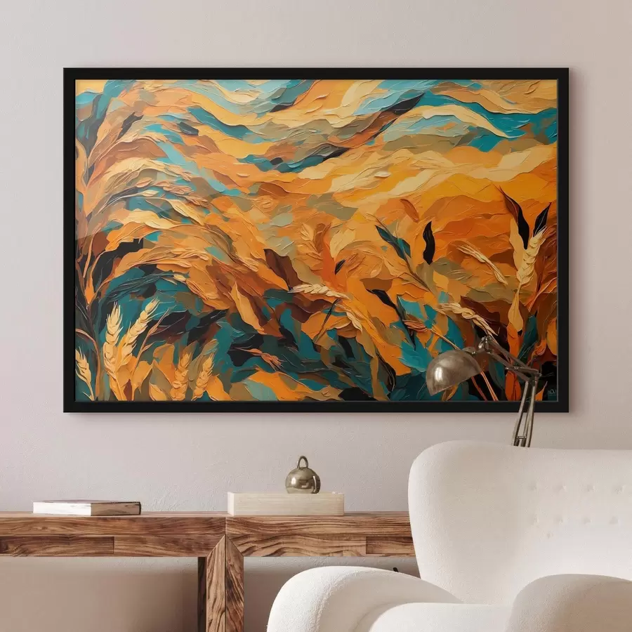 Fototapete Abstraktes Weizenfeld im Stil der Ölmalerei f43096