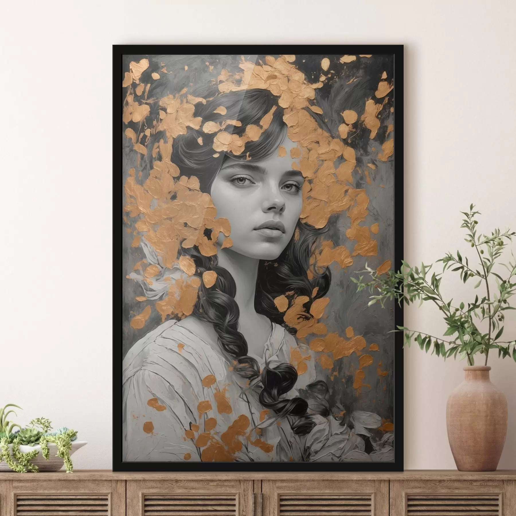 Fototapete Porträt eines Mädchens in Bleistift f43098