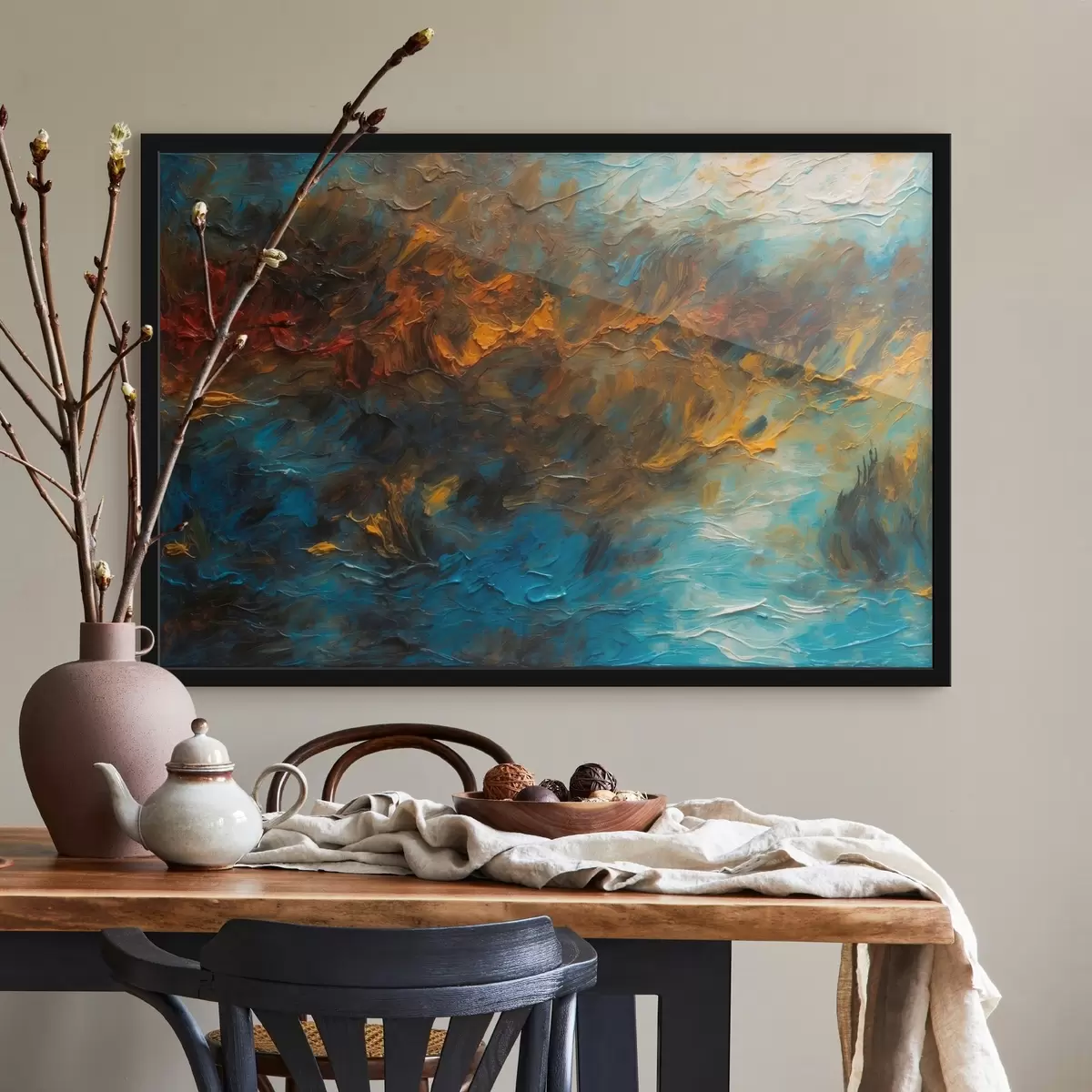 Poster Verschwommener See im Stil eines Ölgemäldes f43106