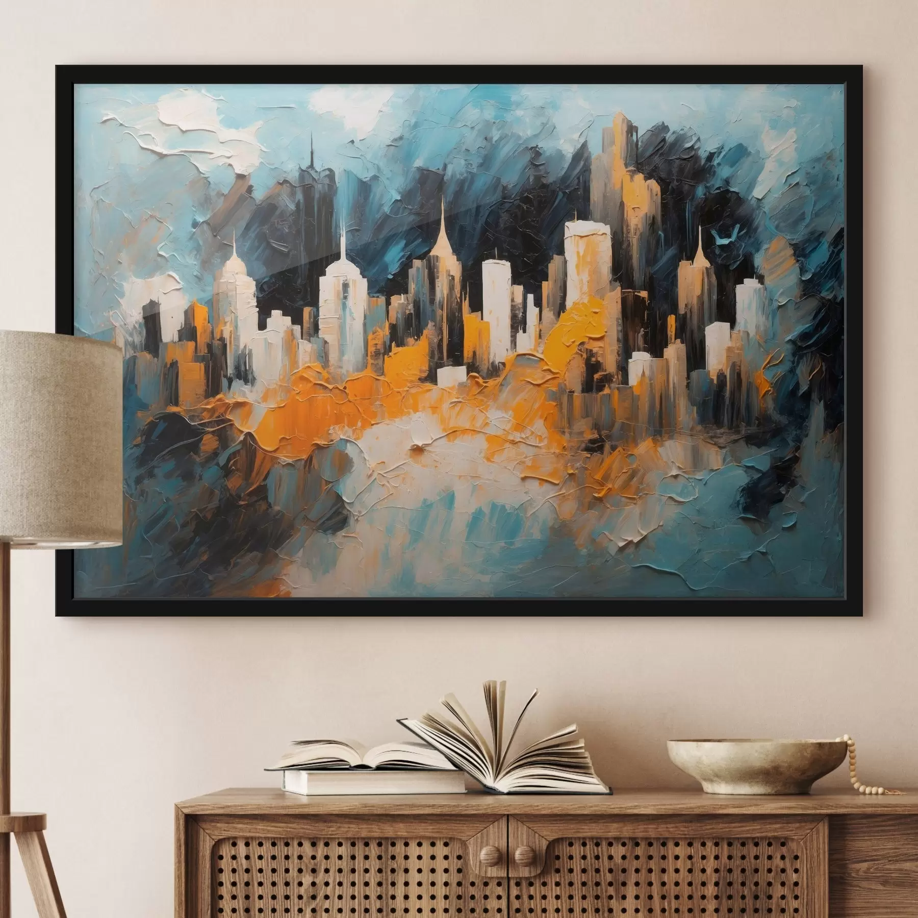 Fototapete Abstrakte Stadt im Stil der Ölmalerei f43109