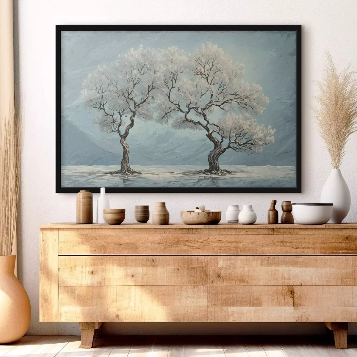 Poster Weiße Bäume in Acrylmalerei Stil f43112