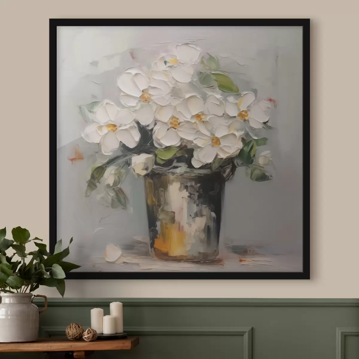 Poster Blumen in einem Eimer Nachahmung der Malerei f43228