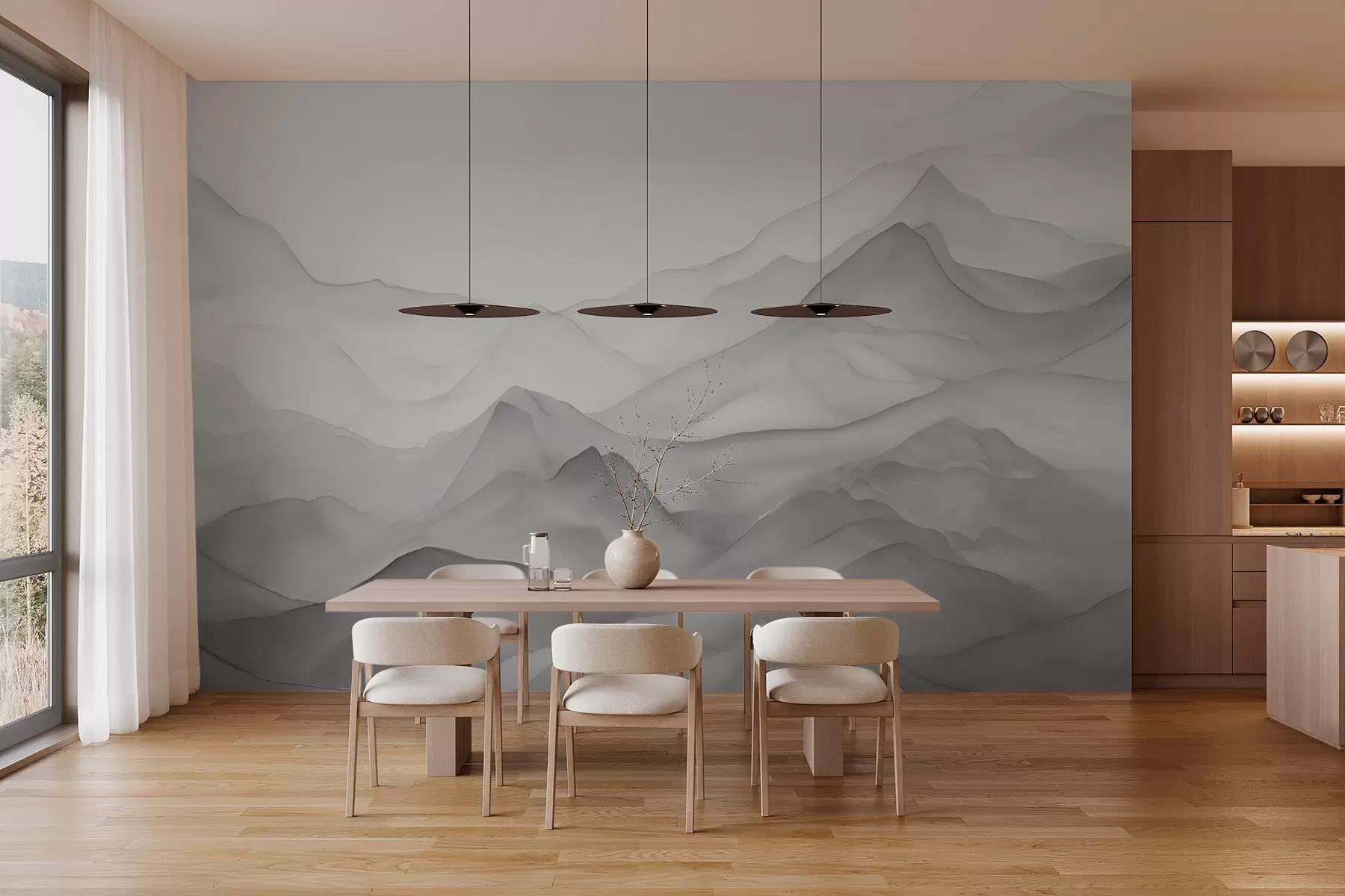 Fototapete Berge Nachahmung Aquarell w03364