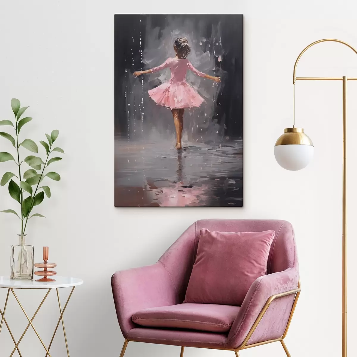 Wandbilder Menschen, Mädchen im rosa Kleid, Imitation Ölgemälde s43258