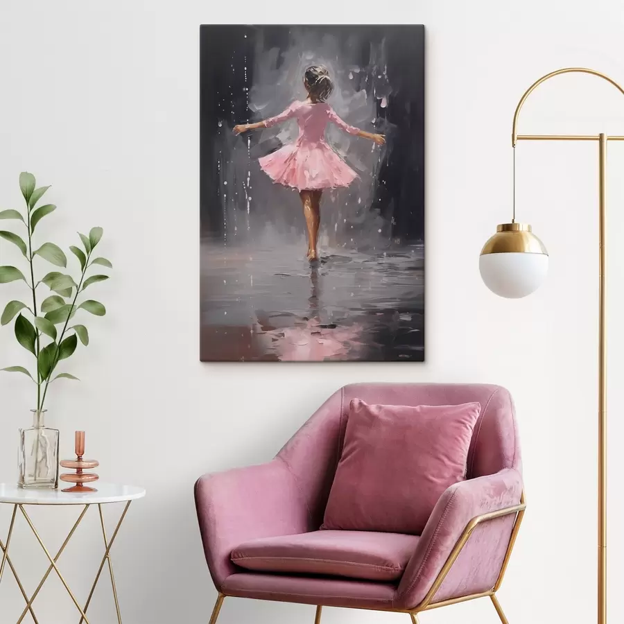 Wandbilder Menschen, Mädchen im rosa Kleid, Imitation Ölgemälde s43258