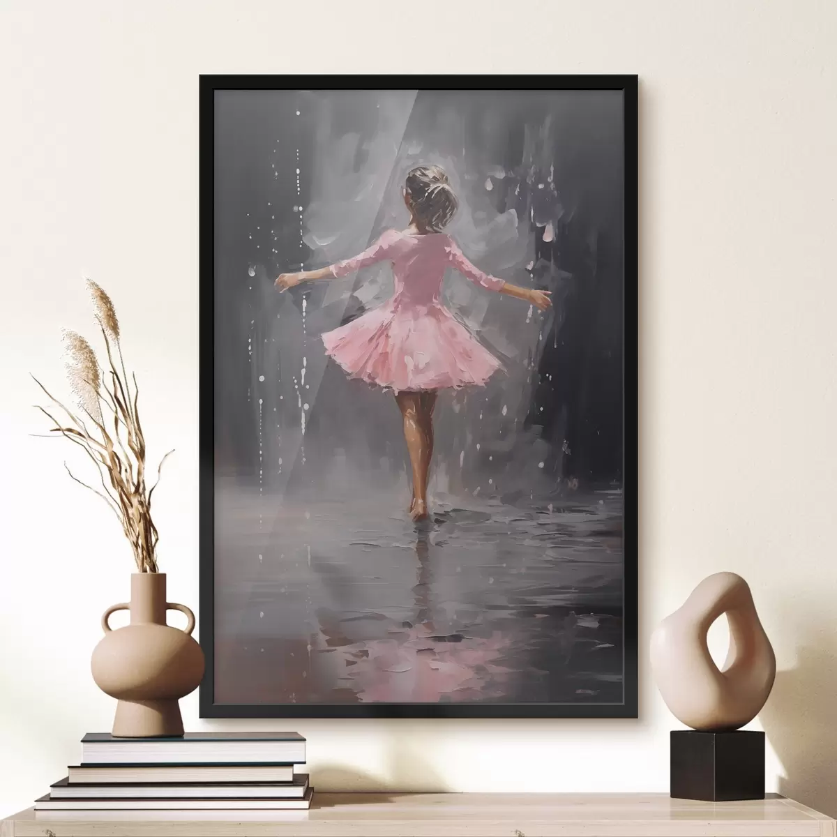 Poster Menschen, Mädchen im rosa Kleid, Imitation Ölgemälde f43258