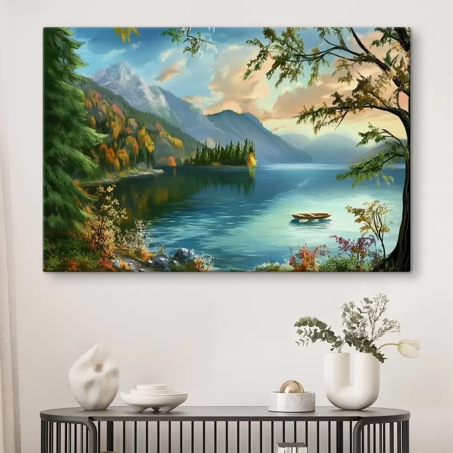 Wandbilder Landschaft eines Sees in den Bergen s43286