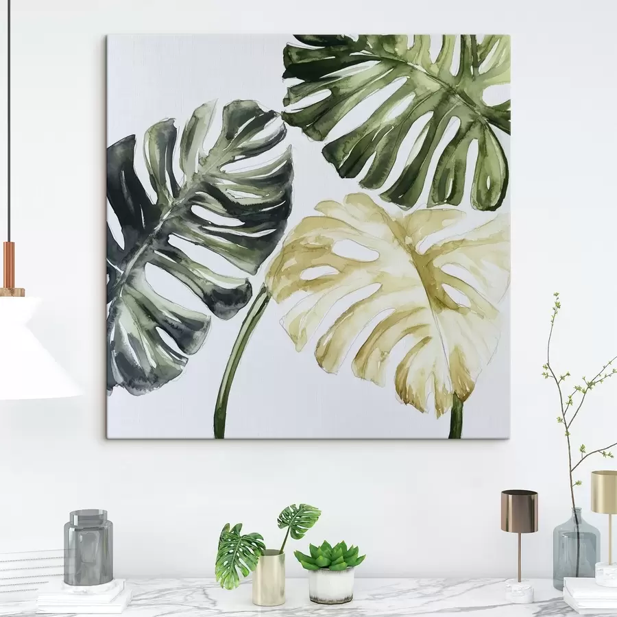 Wandbilder Tropische Blätter auf weißem Hintergrund s43304