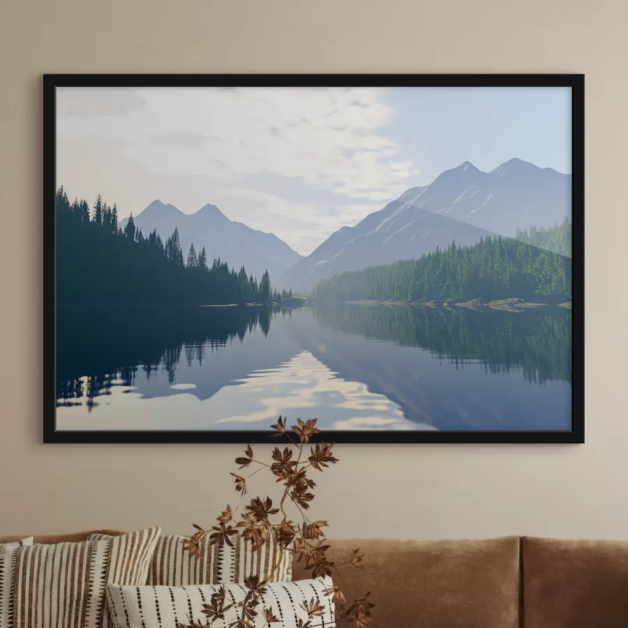 Fototapete See in der Nähe der Berge f43288