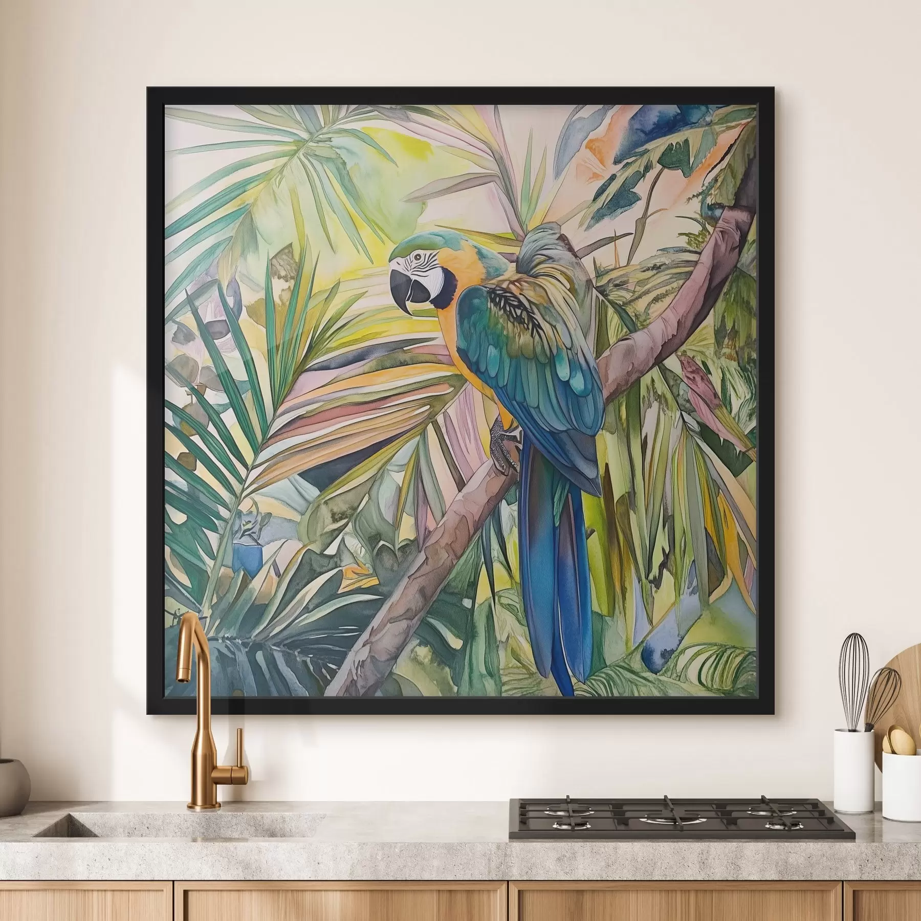 Wandbilder Papagei auf einem Baum f43306