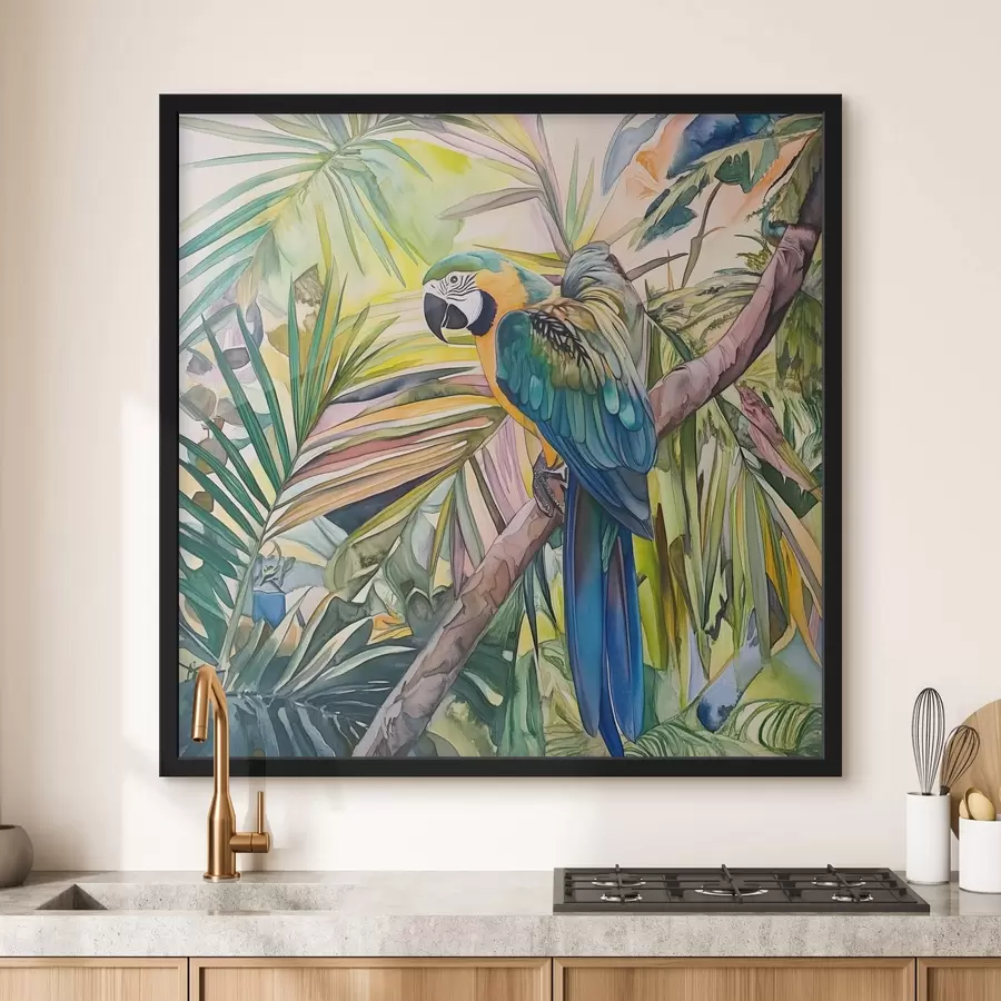 Fototapete Papagei auf einem Baum f43306