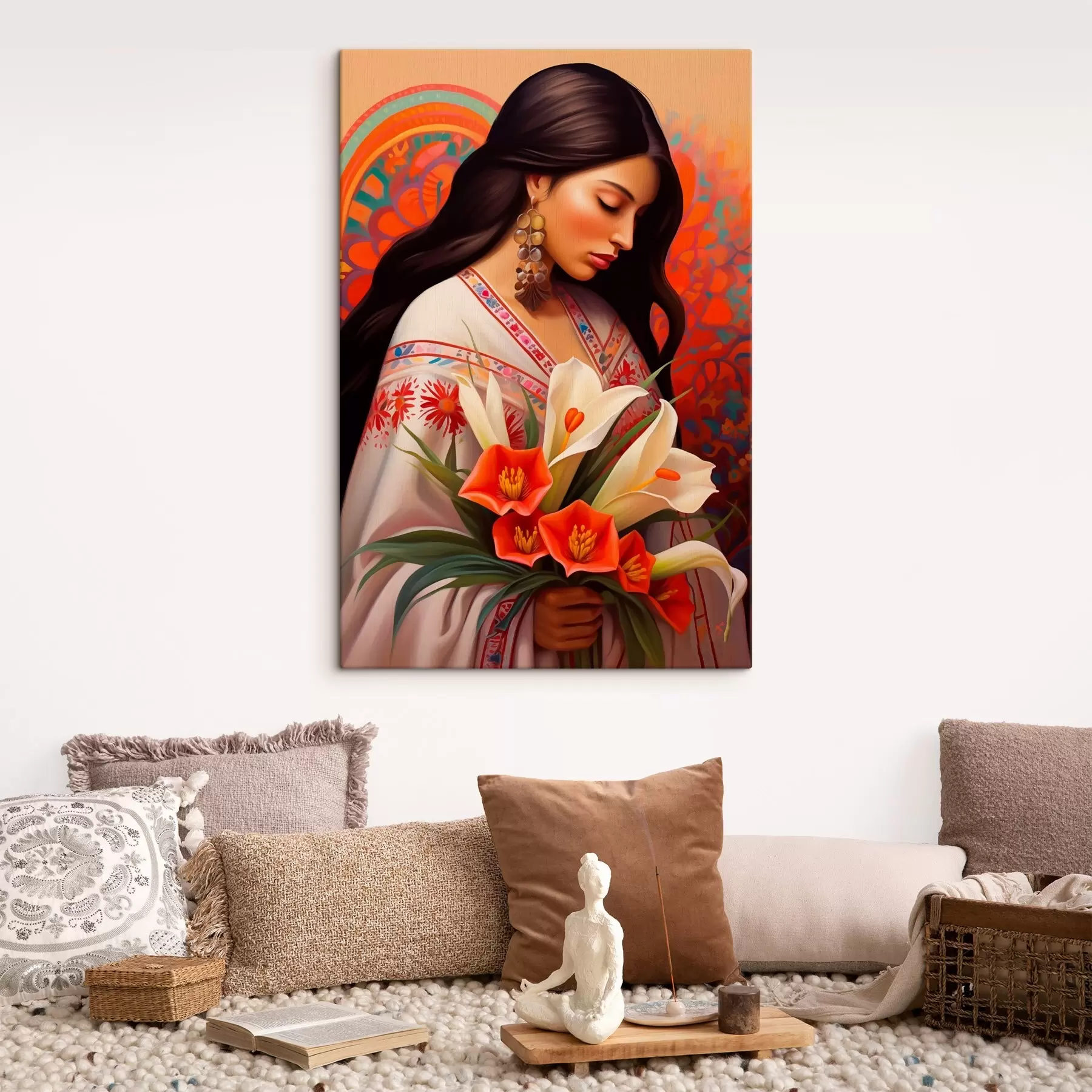 Wandbilder Traditionelles Bild mit einem Blumenstrauß aus Lilien s43268