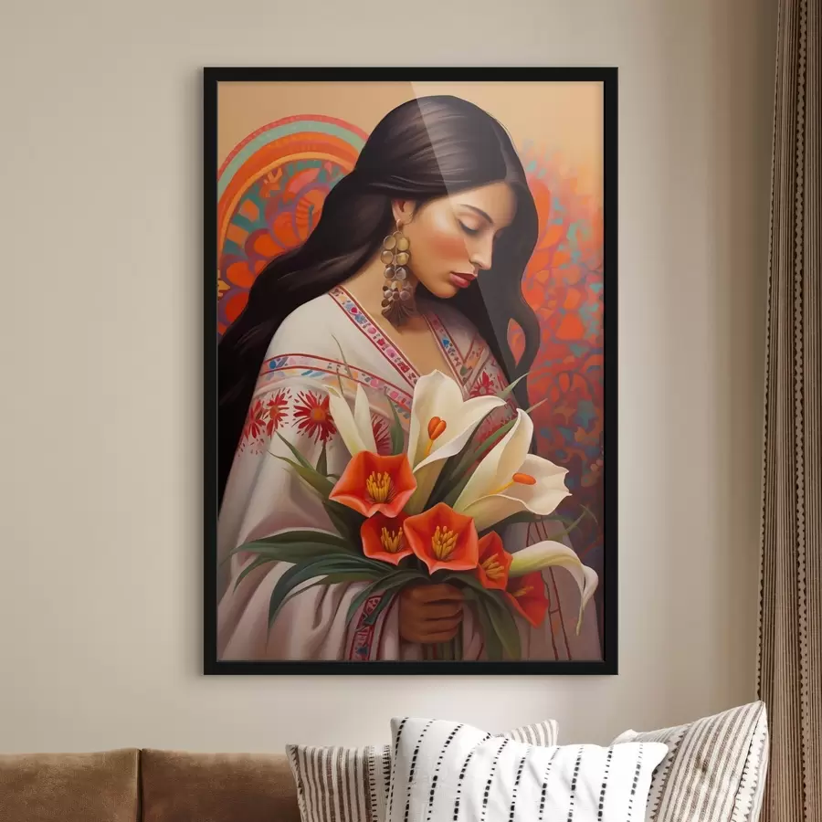 Fototapete Traditionelles Bild mit einem Blumenstrauß aus Lilien f43268